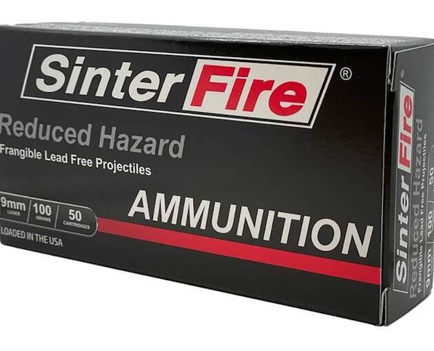 SinterFire Reduced Hazard Ammunition 9mm Luger 100 Grain Frangible Flat Nose Lead Free 500 round