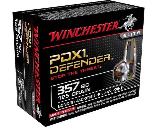 Winchester Defender Ammunition 357 Sig 125 Grain Bonded Jacketed Hollow Point 500 rounds