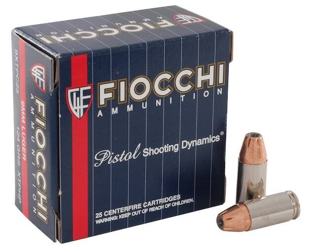 Fiocchi Extrema Ammunition 9mm Luger 124 Grain Hornady XTP Jacketed Hollow Point 500 round