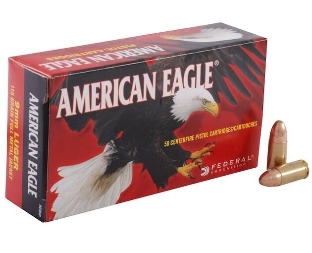 Federal American Eagle Ammunition 9mm Luger 115 Grain Full Metal Jacket 1000 round