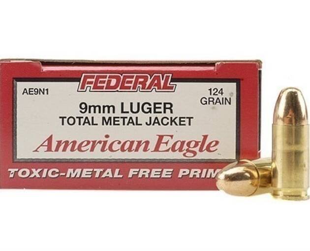 Federal American Eagle Ammunition 9mm Luger 124 Grain Total Metal Jacket 1000 round