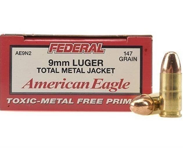 Federal American Eagle Ammunition 9mm Luger 147 Grain Total Metal Jacket