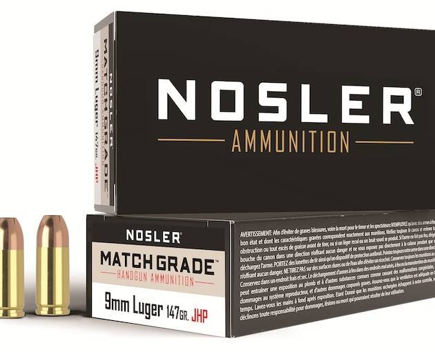 Nosler Match Grade Ammunition 9mm Luger 147 Grain Jacketed Hollow Point 1000 round