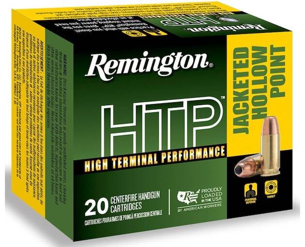 Remington High Terminal Performance (HTP) Ammunition 9mm Luger +P 115 Grain Jacketed Hollow Point 500 round