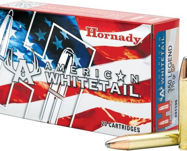 Hornady American Whitetail Ammunition 350 Legend 170 Grain Interlock Spire Point 500 rounds