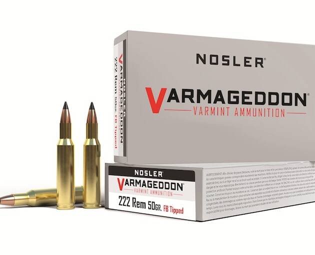 Nosler Varmageddon Ammunition 222 Remington 50 Grain Polymer Tip Flat Base  500 rounds