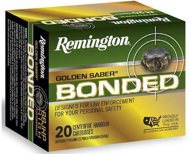 Remington Golden Saber Bonded Ammunition 9mm Luger +P 124 Grain Jacketed Hollow Point 500 round