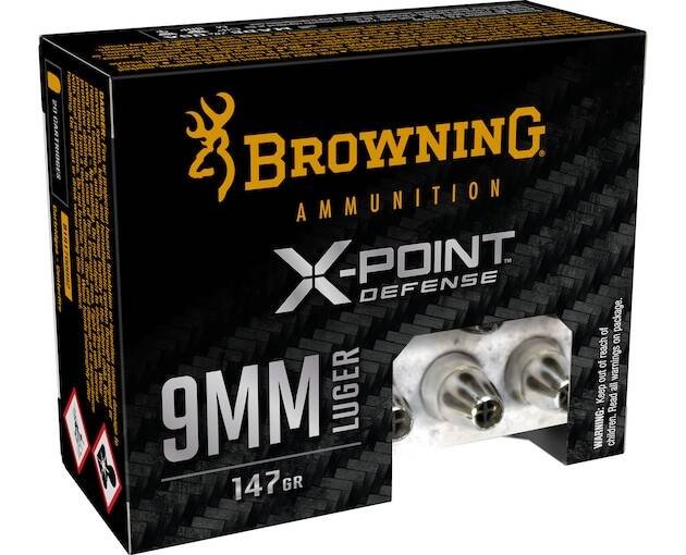 Browning X-Point Defense Ammunition 9mm Luger 147 Grain Jacketed Hollow Point 500 round