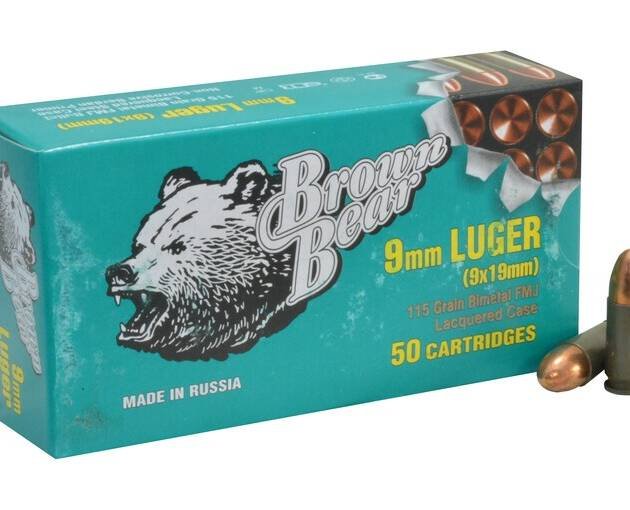Brown Bear Ammunition 9mm Luger 115 Grain Full Metal Jacket Steel Case 1000 round