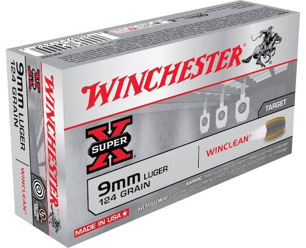 Winchester WinClean Ammunition 9mm Luger 124 Grain Brass Enclosed Base 1000 round