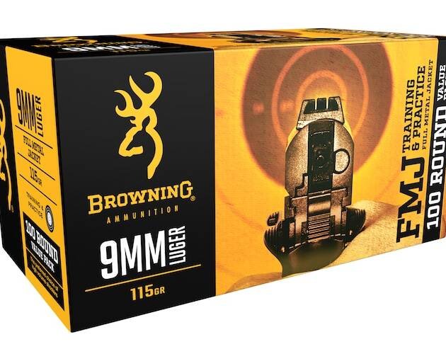 Browning FMJ Ammunition 9mm Luger 115 Grain Full Metal Jacket 1000 round
