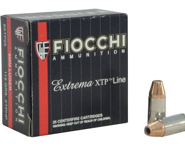 Fiocchi Extrema Ammunition 9mm Luger 115 Grain Hornady XTP Jacketed Hollow Point 500 round