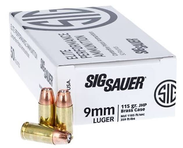 Sig Sauer Elite Performance Ammunition 9mm Luger 115 Grain Jacketed Hollow Point  500 round