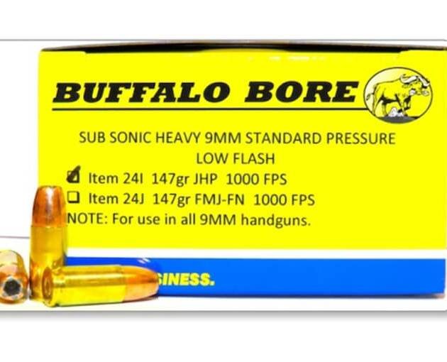 Buffalo Bore Ammunition 9mm Luger Subsonic 147 Grain Jacketed Hollow Point Low Flash 500 round