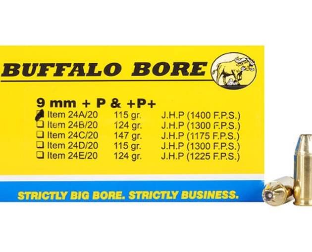 Buffalo Bore Ammunition 9mm Luger +P+ 115 Grain Jacketed Hollow Point 500 round