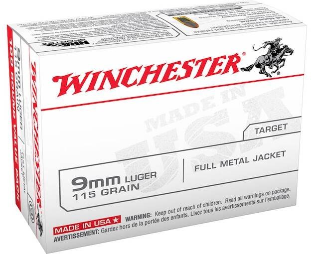 Winchester USA Ammunition 9mm Luger 115 Grain Full Metal Jacket 1000 round