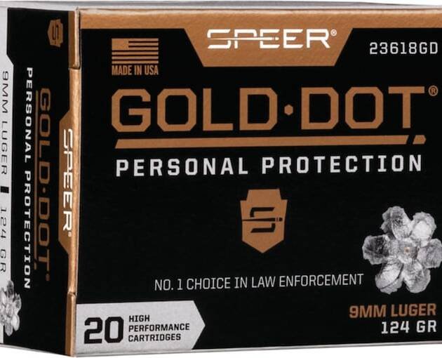 Speer Gold Dot Ammunition 9mm Luger 124 Grain Jacketed Hollow Point 500 round