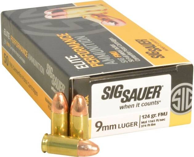 Sig Sauer Elite Performance Ammunition 9mm Luger 124 Grain Full Metal Jacket 1000 round