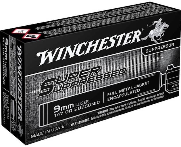 Winchester Super Suppressed Ammunition 9mm Luger 147 Grain Full Metal Jacket