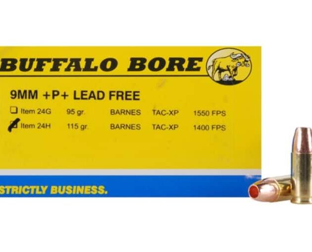 Buffalo Bore Ammunition 9mm Luger +P+ 115 Grain Barnes TAC-XP Hollow Point Lead-Free 500 rounds