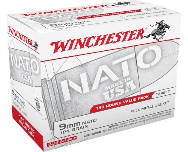 Winchester NATO Ammunition 9mm Luger 124 Grain Full Metal Jacket (Value Pack)
