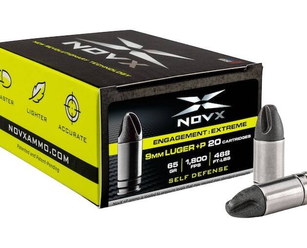 NovX Engagement Extreme Self-Defense Ammunition 9mm Luger +P 65 Grain Fluted Lead-Free 500 round