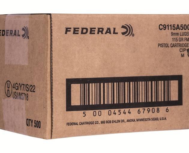 Federal Ammunition 9mm Luger 115 Grain Full Metal Jacket 1000 round