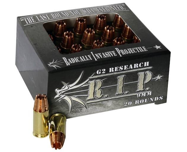 G2 Research R.I.P. Ammunition 9mm Luger 92 Grain Radically Invasive Projectile Fragmenting Solid Copper Lead-Free 500 round