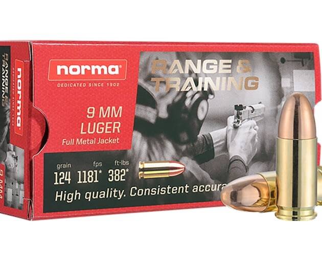 Norma Range & Training Ammunition 9mm Luger 124 Grain Full Metal Jacket 1000 round