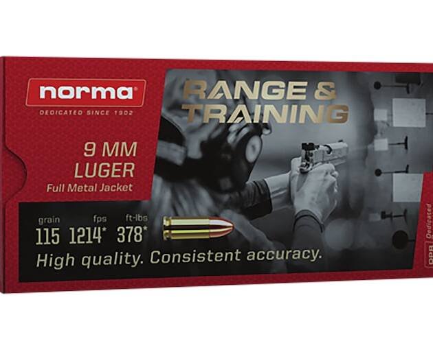 Norma Range & Training Ammunition 9mm Luger 115 Grain Full Metal Jacket 1000 round