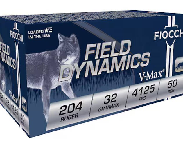 Fiocchi Field Dynamics 204 Ruger Ammo 32 Grain Hornady V-Max Polymer Tip Box of 500
