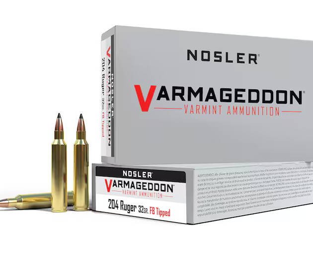 Nosler Varmageddon 204 Ruger Ammo 32 Grain Nosler Varmageddon Polymer Tip Box of 500