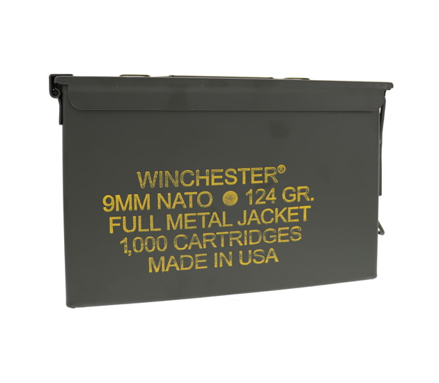 Winchester USA HANDGUN 9mm Luger 124 grain Full Metal Jacket Brass Case 1000 ROUNDS