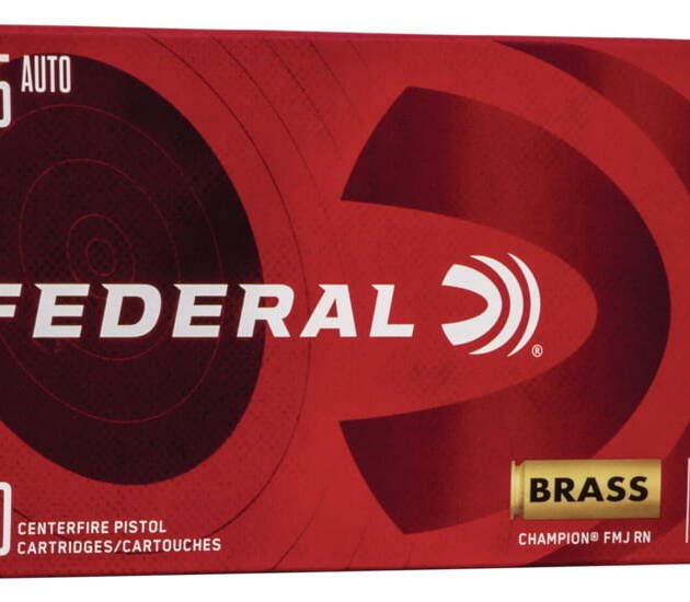 Federal Premium .45 ACP 230 grain Full Metal Jacket (FMJ) Brass Casing Centerfire Pistol Ammunition 500 ROUNDS