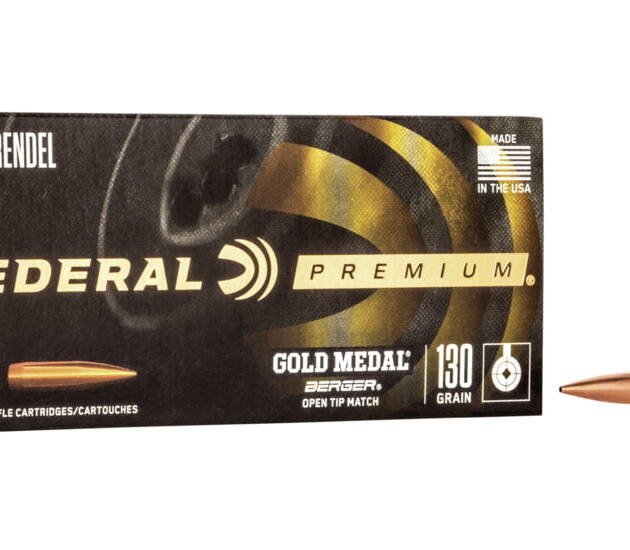 Federal Premium LONG RANGE 6.5mm Grendel 130 grain Berger Hybrid Open Tip Match Centerfire Rifle Ammunition 500 RDS
