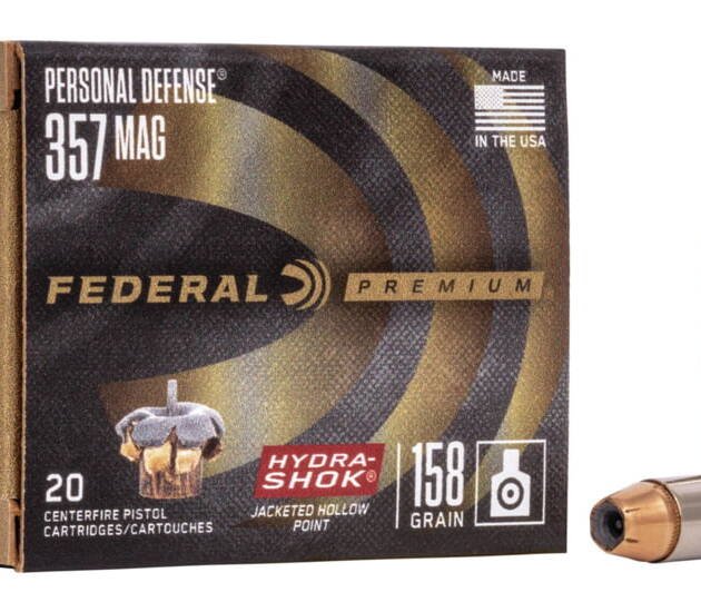Federal Premium Centerfire Handgun Ammunition .357 Magnum 158 grain Hydra-Shok Jacketed Hollow Point Centerfire Pistol Ammunition P357HS1 Caliber: .357 Magnum, Number of Rounds: 500