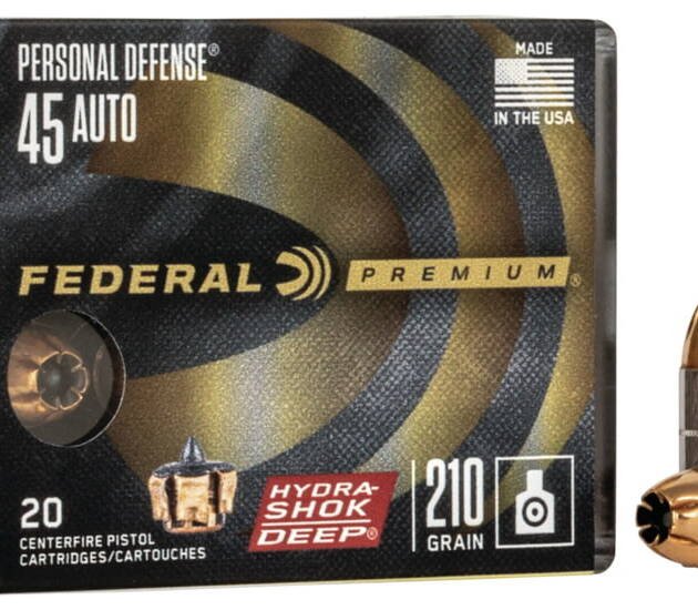 Federal Premium Centerfire Handgun Ammunition .45 ACP 210 grain Hydra-Shok Deep Jacketed Hollow point Centerfire Pistol Ammunition 500 ROUNDS