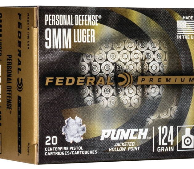 Federal Premium Centerfire Handgun Ammunition 9mm Luger 124 grain Jacketed Hollow Point 500 rounds