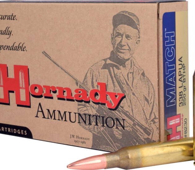 Hornady Match .338 Lapua Magnum 250 Grain Boat-Tail Hollow Point Match Centerfire Rifle Ammunition 8230 Caliber: .338 Lapua Magnum, Number of Rounds: 500