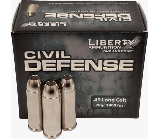 Liberty Ammunition Civil Defense .45 Long Colt 78 grain Hollow Point Centerfire Pistol Ammunition 500 ROUNDS