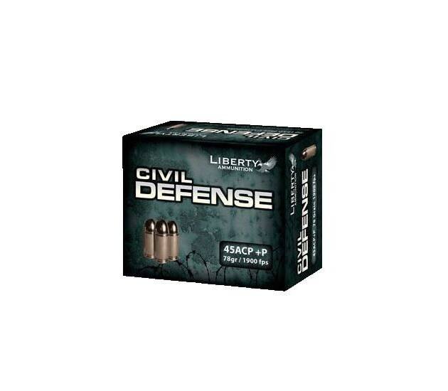 Liberty Ammunition Civil Defense .45 ACP +P 78 grain Hollow Point Brass Cased Centerfire Pistol Ammunition 500 RDS