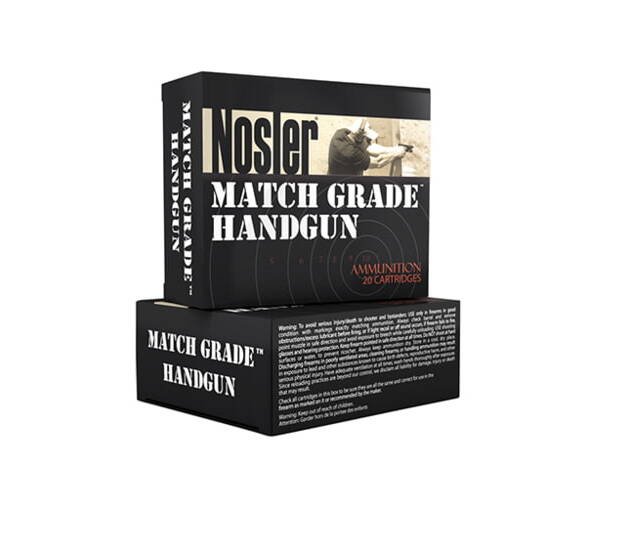Nosler Match Grade 185 Grain .45 ACP Jacketed Hollow Point Brass Cased Cased Pistol Ammunition 500 ROUNDS