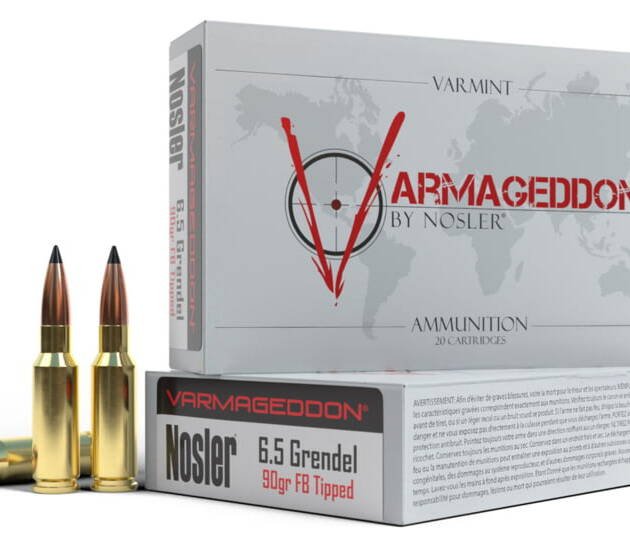 Nosler Match Grade 6.5mm Grendel 90 Grain Flat Base Tipped Brass Cased Centerfire Rifle Ammunition 500 RDS
