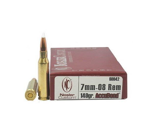 Nosler Trophy Grade 7mm-08 Remington 140 Grain Nosler AccuBond Brass Cased Centerfire Rifle Ammunition  500 RDS