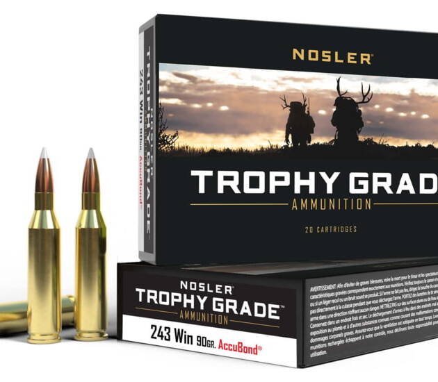 Nosler Trophy Grade .243 Winchester 90 Grain AccuBond Brass Cased Centerfire Rifle Ammunition 500 ROUNDS