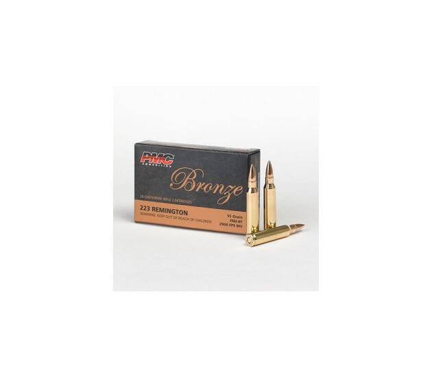 PMC Bronze .223 Remington 55 Grain FMJ Boat Tail Ammunition 500 RDS