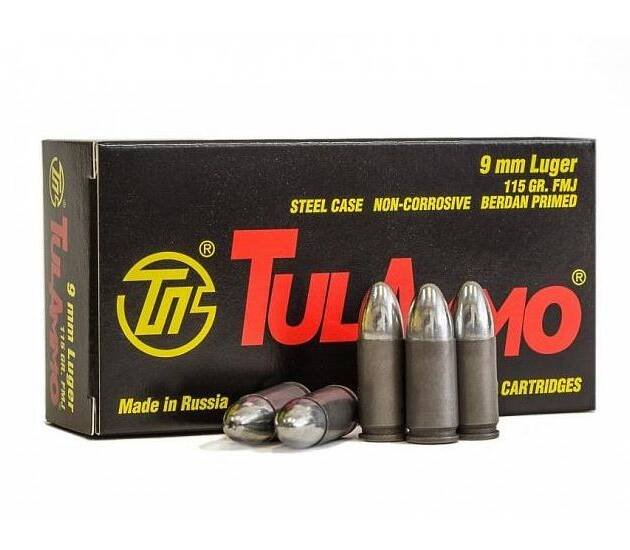 TulAmmo 9mm Luger 115 Grain FMJ Steel Ammunition 1000 rounds