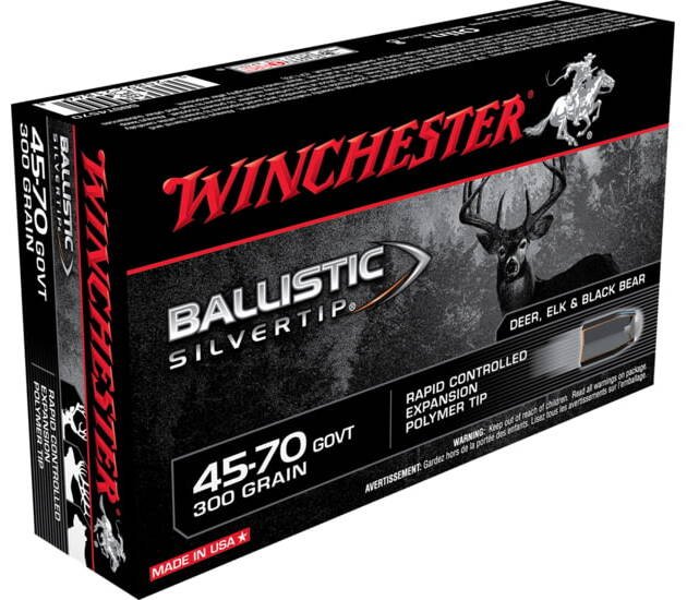 Winchester BALLISTIC SILVERTIP .45-70 Government 300 grain Fragmenting Polymer Tip 500 rounds