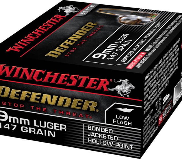 Winchester DEFENDER HANDGUN 9mm Luger 147 grain Bonded Jacketed Hollow Point Brass Cased 500 rounds