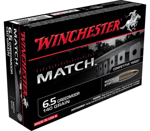Winchester MATCH 6.5 Creedmoor 140 grain Boat Tail Hollow Point Centerfire Rifle Ammunition 500 ROUNDS